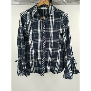Time‎ and Tru Women's Flannel Style Bell Sleeved Button Up Top. Size M (8-10)